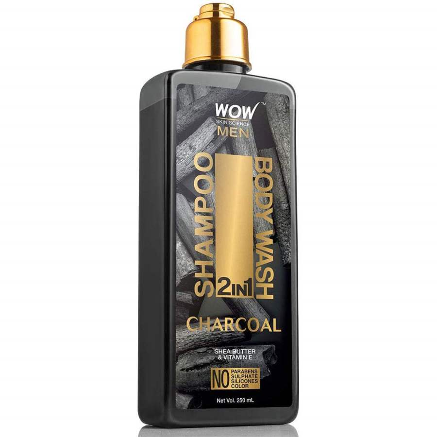 WOW Skin Science Charcoal 2-In-1 Shampoo + Body Wash - 250 ml