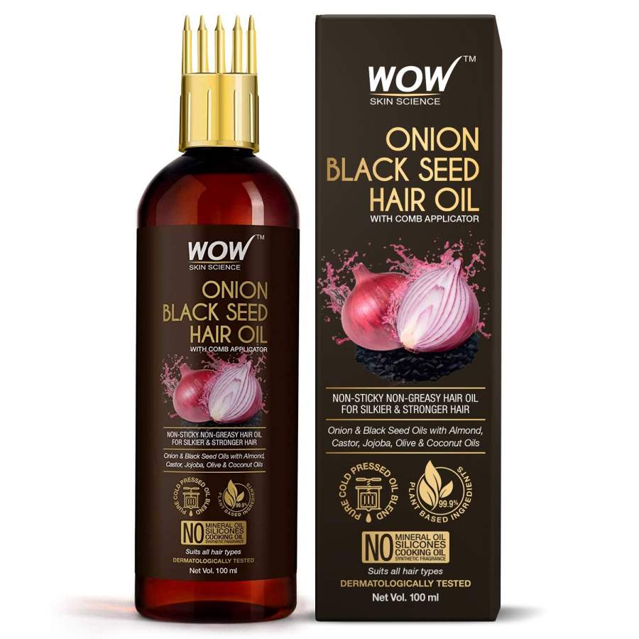 WOW Skin Science Onion Black Seed Hair Oil - With Comb Applicator - 100 ml