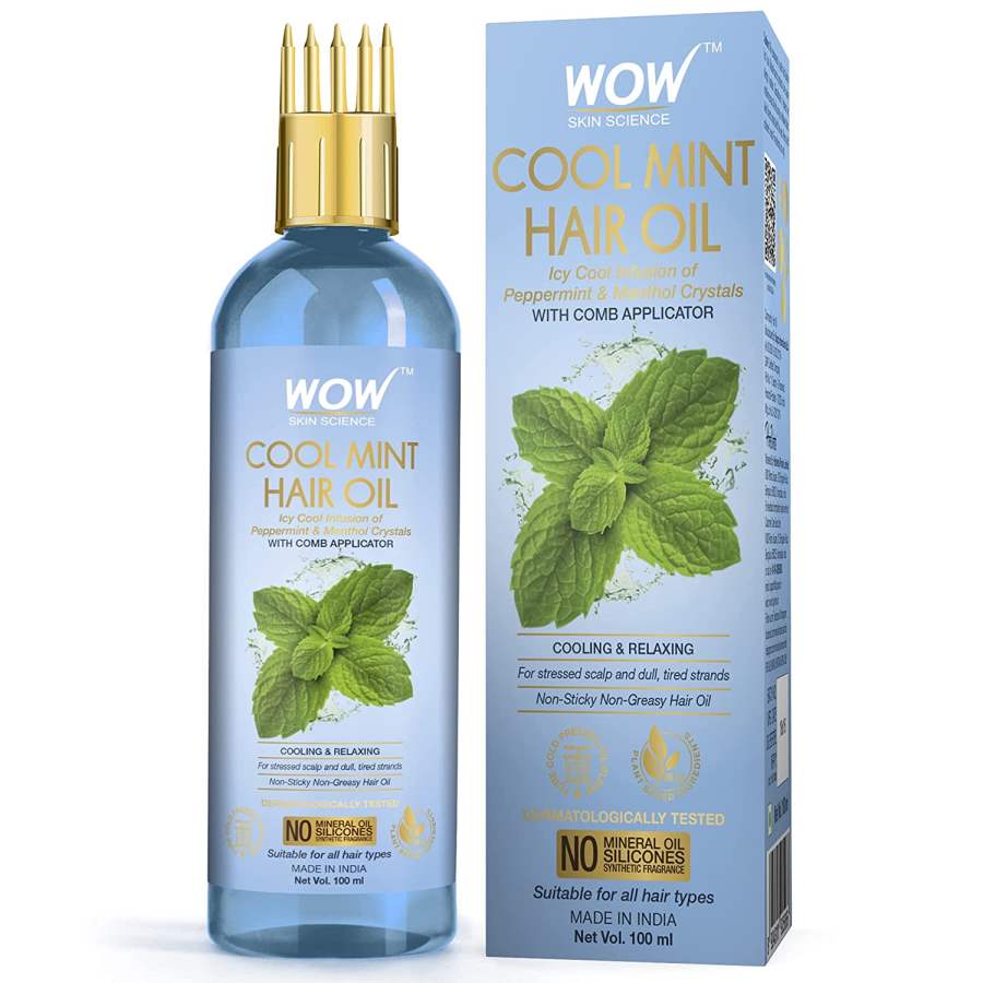 WOW Skin Science Cool Mint Hair Oil with Comb Applicator - 100 ML