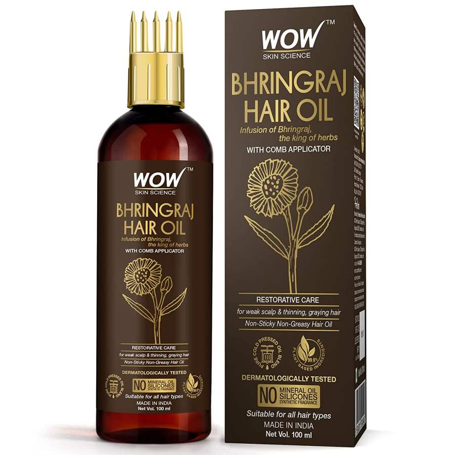 WOW Skin Science Bhringraj Hair Oil - with Comb Applicator - 100 ML