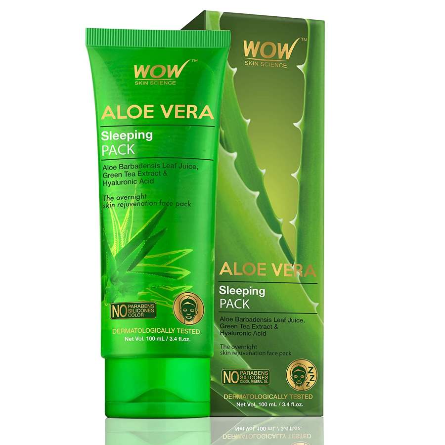 WOW Skin Science Aloe Vera with Green Tea Extract and Hyaluronic Acid Sleeping Pack - 100 ml